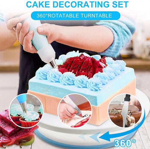 Cake Decorating Kit,132Pcs Cake Decorating Tools with Cake Turntable Stand Icing Piping Bags and Tips Set Baking Supplies Set for Beginner and Cake-Lover
