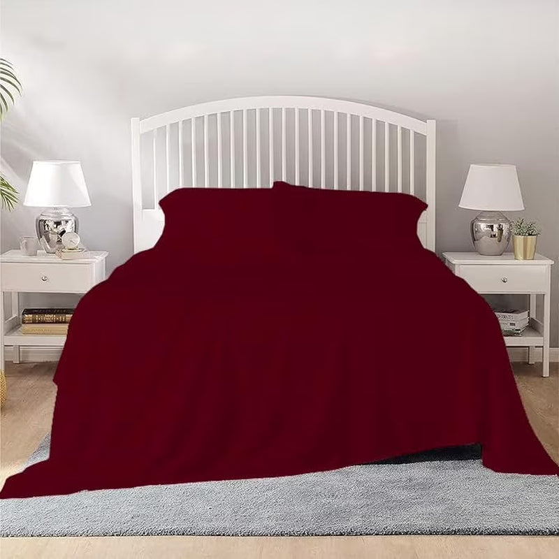 800 Thread Count 100% Egyptian Cotton Sheet Set, 4 Pc Set, Sateen Weave,Soft Luxury Bedding, Fits Upto 15" Inch Deep Pocket (Burgundy Solid, Full Size)