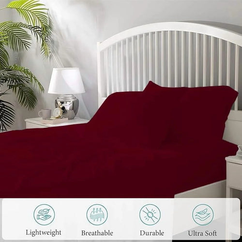 800 Thread Count 100% Egyptian Cotton Sheet Set, 4 Pc Set, Sateen Weave,Soft Luxury Bedding, Fits Upto 15" Inch Deep Pocket (Burgundy Solid, Full Size)